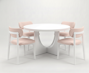 Mesa de Centro Redonda Moderna con 4 Sillas, Diseño Decorativo Duradero, 1 Año de Garantía, Madera de Caucho, Juego de Comedor Compacto para 4 Personas - Product Image 1