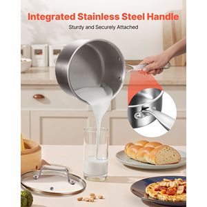 Pentola Antiaderente in Acciaio Inox da 4 Qt con Coperchio in Vetro, Multifunzione, Piccola Pentola per Cucinare - Product Image 6