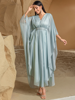 Abaya de luxe perlée AN11150 pour femme, robe musulmane, caftan de Dubaï, robe longue à col en V, mode turque, vente en gros OEM ODM