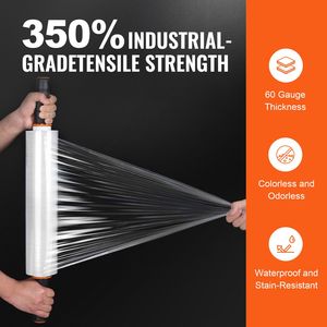 Confezione da 4 Rotoli di Film Estensibile Industriale Resistente Trasparente da 15 Pollici x 1000 Piedi, Calibro 60 - Pellicola Termoretraibile Ultra Resistente - Product Image 3