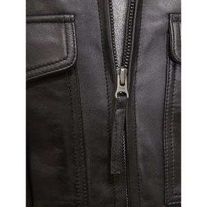Wholesale <b>Men</b>’s <b>Plus</b> <b>Size</b> Leather Motorcycle <b>Jacket</b> – Mid-Length Stand Collar Winter Custom OEM ODM - Product Image 4
