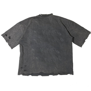 T-shirt court unisexe à col rond, coupe oversize, en coton 100% lourd, tricoté, délavé à l'acide, écologique et respirant, avec logo personnalisé - Product Image 3