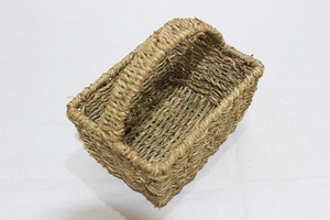 Seagrass Woven Storage <b>Basket</b> Rectangular Handled Organizer Natural Color Boho Home Picnic <b>Gift</b> Holder - Product Image 6