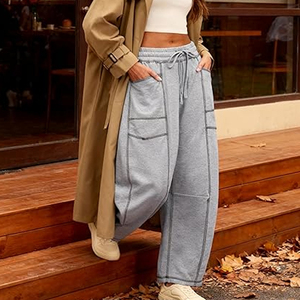 Women Classic Cargo Sweatpants Wide Leg Pants High Waist <b>Drawstring</b> Casual Loose Fit Streetwear - Product Image 5