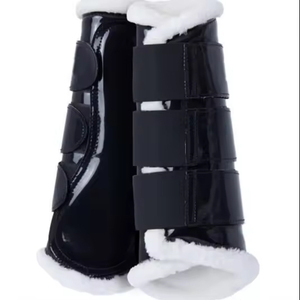 Fabricante profesional de productos para equitación, botas ecuestres de cuero patentado, botas para cepillar los tendones del caballo, precio de fábrica ecuestre - Product Image 1