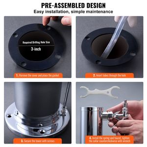 Torre per Birra in Acciaio Inox a Tre Rubinetti, Dispenser Kegerator Autoassemblabile, Tubi Pre-Preparati per Erogazione Birra alla Spina - Product Image 6