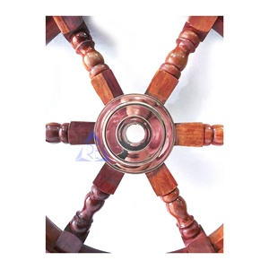 Roue de bateau en bois authentique de 24 pouces faite à la main avec poignée en laiton décoration murale de plage nautique vintage article de décoration intérieure de haute qualité - Product Image 6