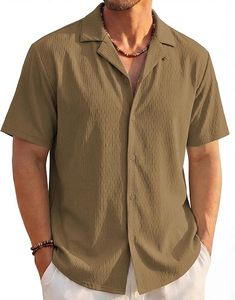 เสื้อเชิ้ตผู้ชายลายไฮโดรเท็กซ์เจอร์ แขนสั้น ทรงคิวบา น้ำหนักเบา ระบายอากาศดี เหมาะสำหรับใส่ไปเที่ยวทะเล ฤดูร้อน สไตล์ลำลอง รุ่น 2026 Core - Product Image 1