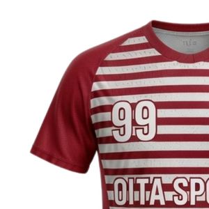 Men Red White Sublimation Striped Handball Jersey Short Sleeve <b>Polyester</b> Sports <b>Shirt</b> Team Wear Training Match Performance - Product Image 6