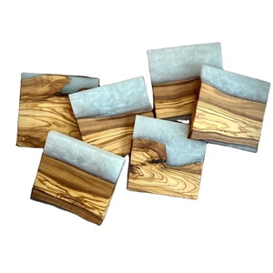 MATÉRIEL Ensemble de sous-verres en résine de qualité avec effet océan Dessous de verre décoratifs carrés ronds en résine époxy par Craftsy Home - Product Image 1