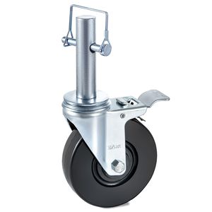 Set di 4 Ruote Girevoli in Gomma per Impalcature, Resistenti, 5 Pollici, con Doppio Blocco, Stelo Rotondo Solido da 1 Pollice, Capacità 280 Libbre per Ruota - Product Image 3