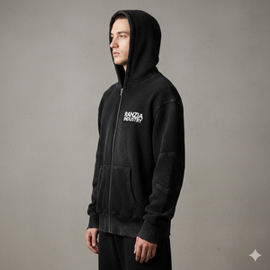 Ranzia Industry Factory Manufacturer Supply Men Zip Hoodie Men Zip Hoodie 100% Cotton Distressed Embroidery Printing Hoodie - Product Image 5