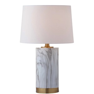 Minimalist Marble Console <b>Lamp</b> With Smooth Cylindrical <b>Base</b> Soft Warm Illumination And Designer Inspired Appeal - Product Image 5