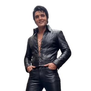 Elvis Presley Inspired Black Leather <b>Jumpsuit</b> & Stage Outfit | Retro Rock & Roll Performance Suit High-Volume Rock & Roll Stage - Product Image 4