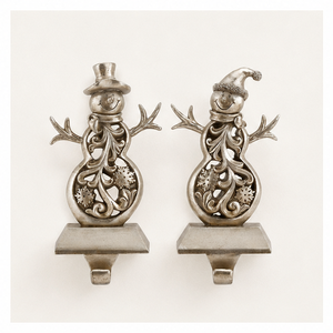 Hot Sell Metal Christmas Snowman <b>Stocking</b> <b>Holder</b> Set Weighted Silver Mantel Hanger For Holiday Fireplace Decor And Festive - Product Image 3
