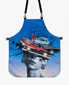 Tablier sans manches en plastique imprimé numériquement motif crâne explosif, résistant à l'eau, style coupé, pour le nettoyage de cuisine - Product Image 1