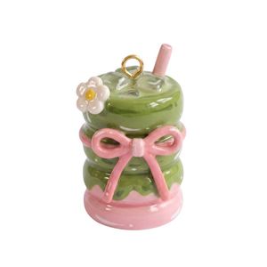 Colgante 3D de taza de latte helado con matcha y crema batida, bonitos dijes de bebidas para llaveros y pulseras DIY - Product Image 3