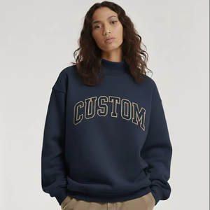 Sweat-shirt molletonné décontracté pour femme, col montant oversize, brodé, respirant, imprimé sur le devant, qualité supérieure - Product Image 1