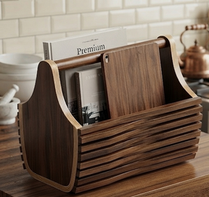 Cesta de Almacenamiento Multifuncional Moderna de Una Sola Capa, Color Marrón, Hecha a Mano, de Madera, para Cocina, Uso Doméstico, Venta al Por Mayor - Product Image 1