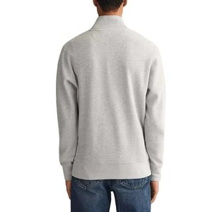 Pull en jersey tricoté pour homme à col montant zippé, couleur unie, coupe classique, pour l'hiver, avec logo personnalisé sur le devant, style numérique minimaliste - Product Image 3