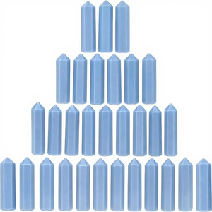 Puntas de cristal de fluorita azul pulido, forma rectangular, portátiles, para artesanía de Feng Shui, cristal de lujo - Product Image 3