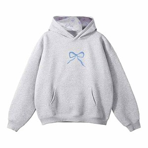 เสื้อฮู้ดดี้ปักลายลำลองสำหรับฤดูหนาว ดีไซน์โบว์แบบกำหนดเอง เสื้อฮู้ดดี้โอเวอร์ไซส์ - Product Image 1