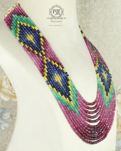 สร้อยคอประดับด้วยลูกปัดพลอยแซฟไฟร์หลากสีจากธรรมชาติ - Product Image 3