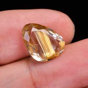 Pierre facettée en rutile doré incroyablement taillée, gemmes en rutile doré bien polies, pierre précieuse 13X9X5 mm - Product Image 6