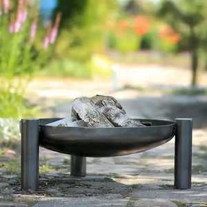 Brasero rond moderne en acier robuste avec pieds épais, foyer extérieur pour bois, brasero de jardin, patio, poêle à charbon - Product Image 1