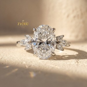 Anillo de Compromiso, Boda o Aniversario para Mujer, con Diamante Cultivado en Laboratorio de Corte Ovalado, Diseño Muse Mount, Oro Blanco de 14K, Premium y Moderno - Product Image 6