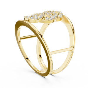 Anillo de Moissanita con Cadena de Aleación de Lujo para Mujer |   Diseño de doble banda llamativo |   Engaste Micro Pavé |   Regalo para Fiestas - Product Image 4