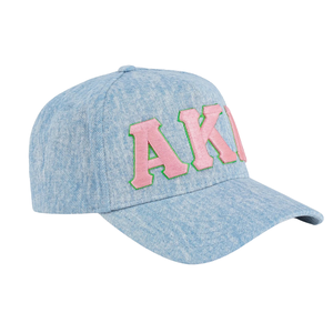 Gorra de Béisbol Ajustable de Mezclilla Azul Claro AKA Light Denim con Letras Bordadas en Rosa, Gorra Casual para Exteriores para Mujer - Product Image 2