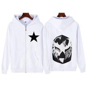Custom Unisex Winter Heavyweight Full <b>Zip</b> Retro Hoodie Wholesale Oversized Print Polyester/Cotton Fleece 450g Puff Sweatshirt - Product Image 1