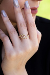 Yellow Gold Heartbeat Lab Grown Diamond <b>Open</b> <b>Ring</b> - Product Image 2