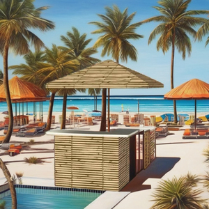 Bamboo Beach <b>Bar</b> Counter Furniture-Water Resistant Eco-Friendly Foldable Multi-Functional Commercial Use Wood Material - Product Image 2