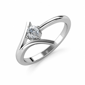 Anillo de Compromiso de Diamantes de Corte Brillante Redondo en Oro Blanco para Mujer, Engaste de Puntas, Estilo Clásico - Product Image 5
