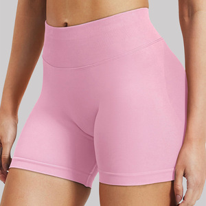 High Waist <b>Compression</b> <b>Shorts</b> for <b>Women</b> Solid Color Breathable Knitted Sporty Fit Spandex Nylon Elastic Waist - Product Image 5