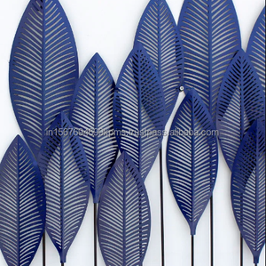 Forme de feuille en métal art mural maison bureau hôtel élément décoratif mural antique fabriqué à la main multicolore enduit feuille de métal paysage - Product Image 3