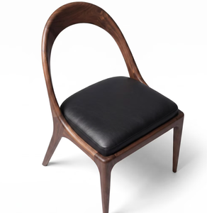Silla de madera hecha a mano con respaldo curvo elegante y tapizado, asiento de comedor, mobiliario comercial premium para venta al por mayor - Product Image 3