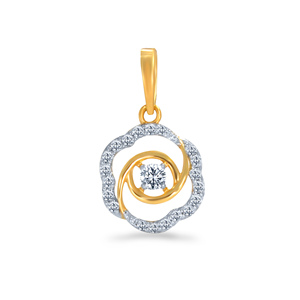 Colgante de Diamante en Oro Sólido de 14K, Corte Brillante Redondo, Diamante Cultivado en Laboratorio, Estilo Romántico, Joyería para Mujer - Product Image 1