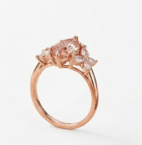 Bague de fiançailles classique en or rose 18 carats pour femme, avec diamant rose fantaisie taille marquise cultivé en laboratoire, certifié IGI, pour le quotidien ou comme cadeau - Product Image 2