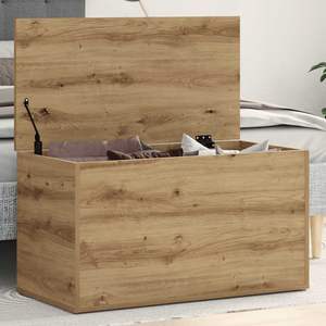 Coffre de rangement artisanal en bois d'ingénierie en chêne 33,1x16,5x18,1 po, meuble de chambre à coucher - Product Image 3