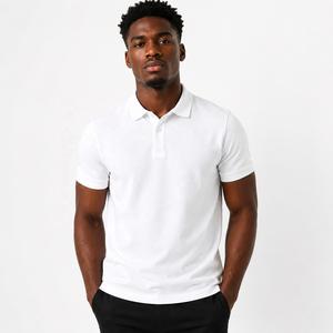 Polo blanc personnalisé pour homme, 100% coton piqué, polo uni à manches courtes, uniforme de golf, uniforme d'entreprise, OEM, ODM, marque privée - Product Image 2