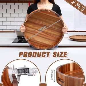 Plateau élégant en bois d'acacia poli, écologique, de luxe, avec poignée, motif boisé, compatible lave-vaisselle, pour hôtels, restaurants, traiteurs et services alimentaires - Product Image 5