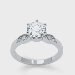 Anillo de Plata Fina con Diamante Moissanita de Seis Puntas, Estilo Antiguo, Regalo de Aniversario de Bodas para Mujer - Product Image 4