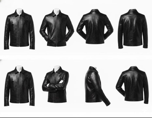 Chaqueta de Invierno para Hombre, de Cuero, con Cuello Alto y Logotipo Frontal - Product Image 2