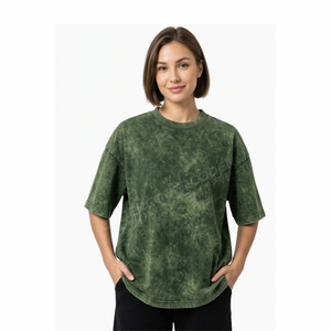 T-shirt vintage épais délavé à l'acide avec épaules tombantes pour femme, collection 2026 – Vente en gros - Product Image 6