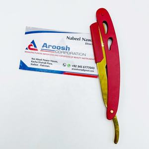 Plasma dorado con maquinilla de afeitar de peluquero de Color rojo al por mayor de acero inoxidable logotipo personalizado maquinilla de afeitar plegable de peluquero profesional sostenible - Product Image 4