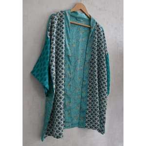 Kimono de Seda Indio Hecho a Mano para Mujer, Bata Corta Estampada, Ropa de Dormir, Ropa de Estar por Casa - Product Image 2