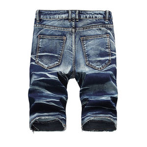 Pantalones Cortos Bermuda de Mezclilla Lavada para Hombre, Diseño Desgarrado, Cintura Media, Estilo Casual, Cierre de Botones, 100% Algodón, Tejido Transpirable - Product Image 3